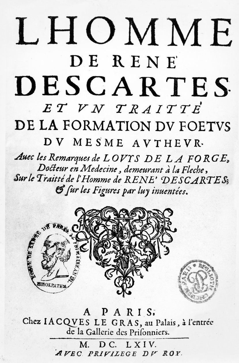 Descartesin esikuva ihmisestä ja sikiön muodostumisesta, julkaistu Pariisissa, 1674 tekijältä French School