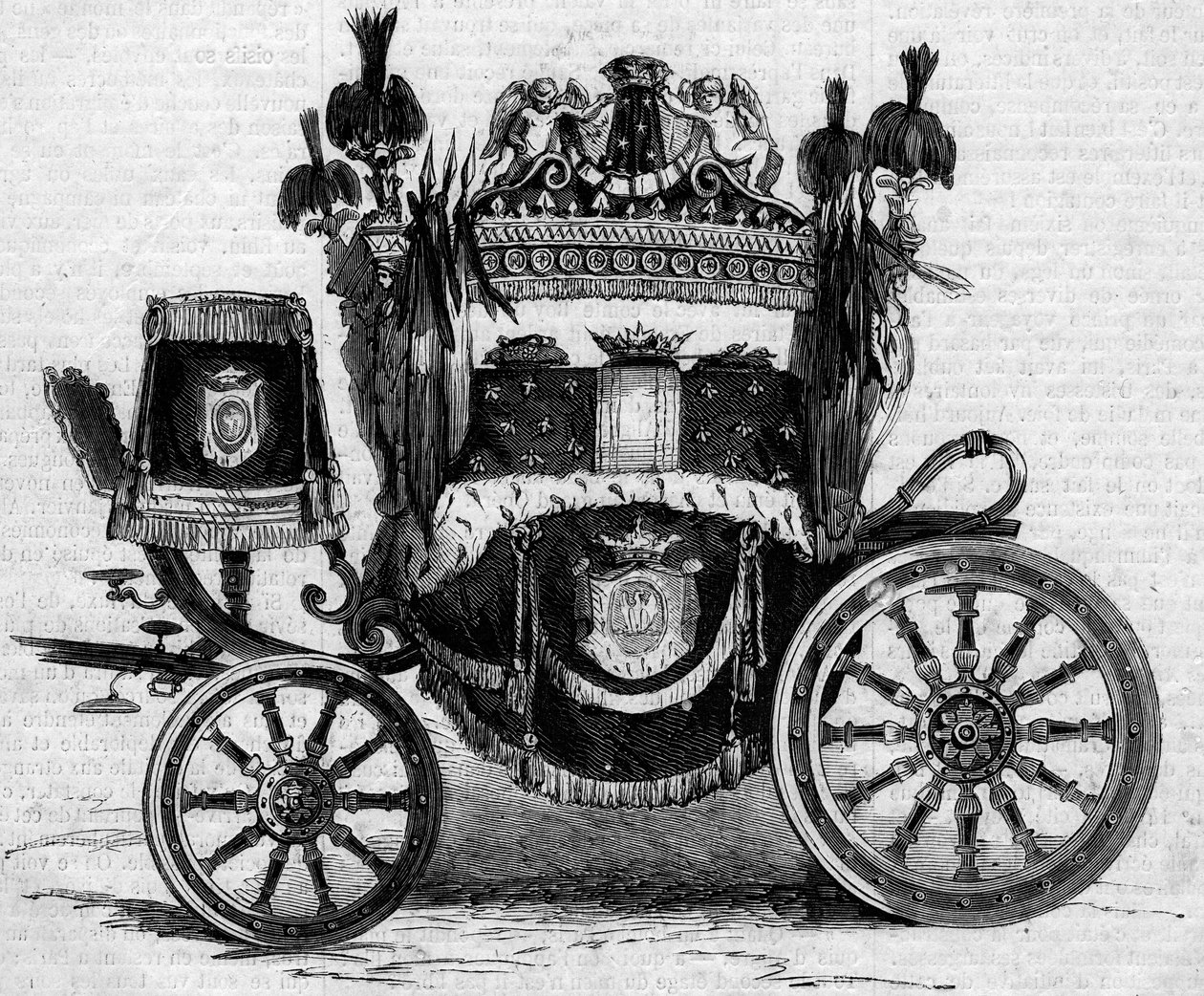 Tanc de Funebre utilitzat durant les obseques del príncep Jeroni Bonaparte (1784-1860). Gravat a “” Le Monde Illustré”” n°169 del 7 de juliol de 1860.finès tekijältä French School