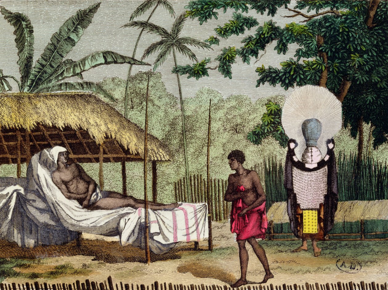 Hautajaiset ja sururituaalit Tahitissa, 1811 tekijältä French School