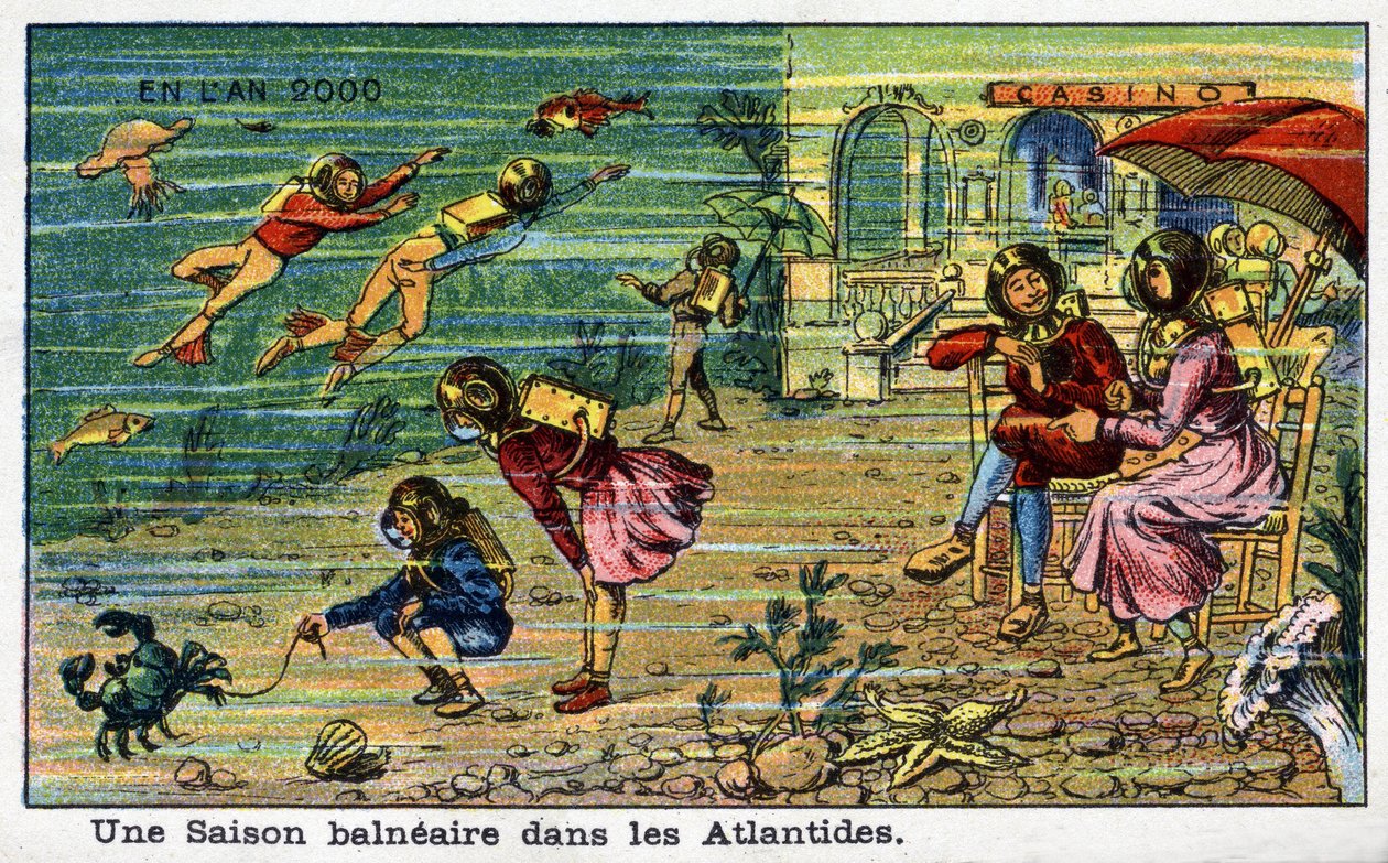 Futuredays: 1800-luvun visio vuodelta 2000 - Sarja "" Vuonna 2000": Seaside Season Atlantiksessa. Villemardin kromolitografia tekijältä French School