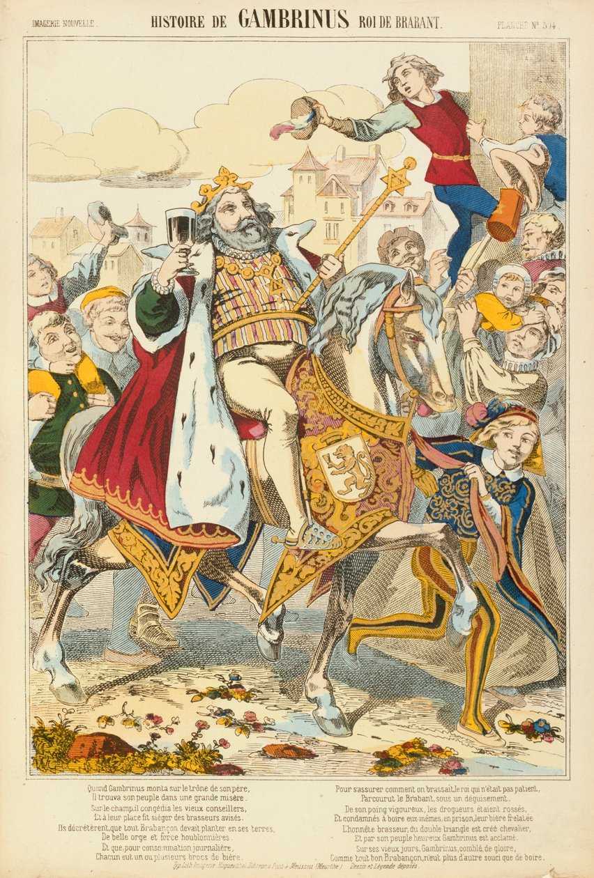 Gambriunus, legendaarinen Flanderin kuningas, Verlag Haguenthalin julkaisija, Pont-a-Mousson, 1860 tekijältä French School