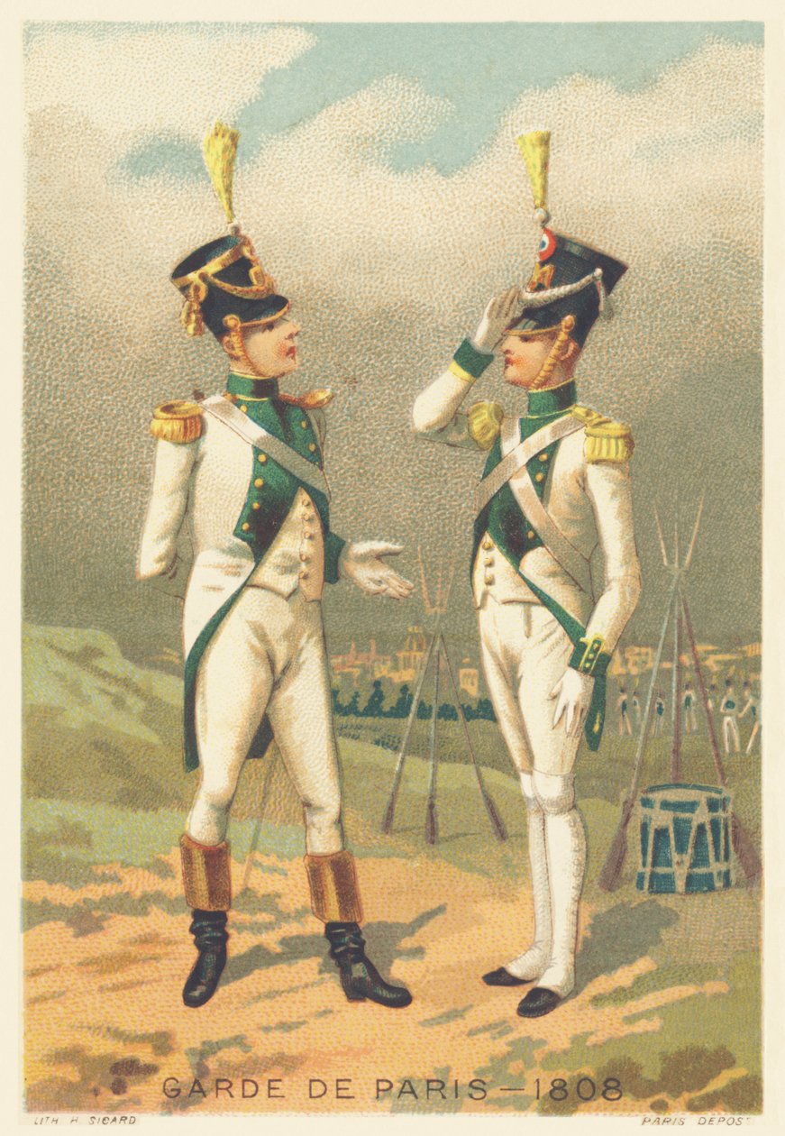 Garde de Paris vuonna 1808 (Pariisin järjestyksen ylläpidosta vastaava yksikkö, perustettiin vuonna 1802 ja lakkautettiin vuonna 1812) tekijältä French School