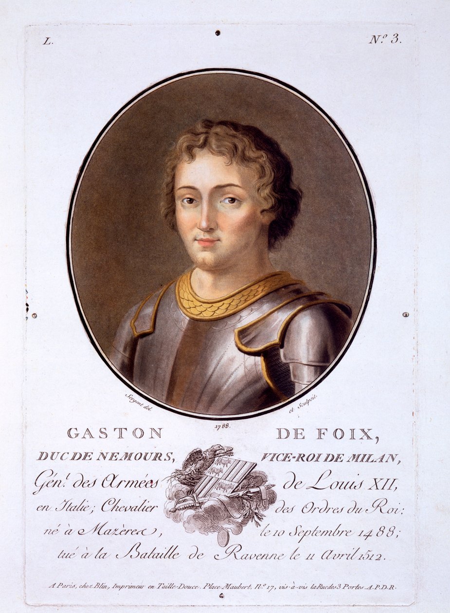 Gaston de Foix, Duc de Nemours, teoksesta Muotokuvat suurista miehistä, maineikkaista naisista ja ikimuistoisista Ranskan kohteista, julkaistu 1787-92 tekijältä French School