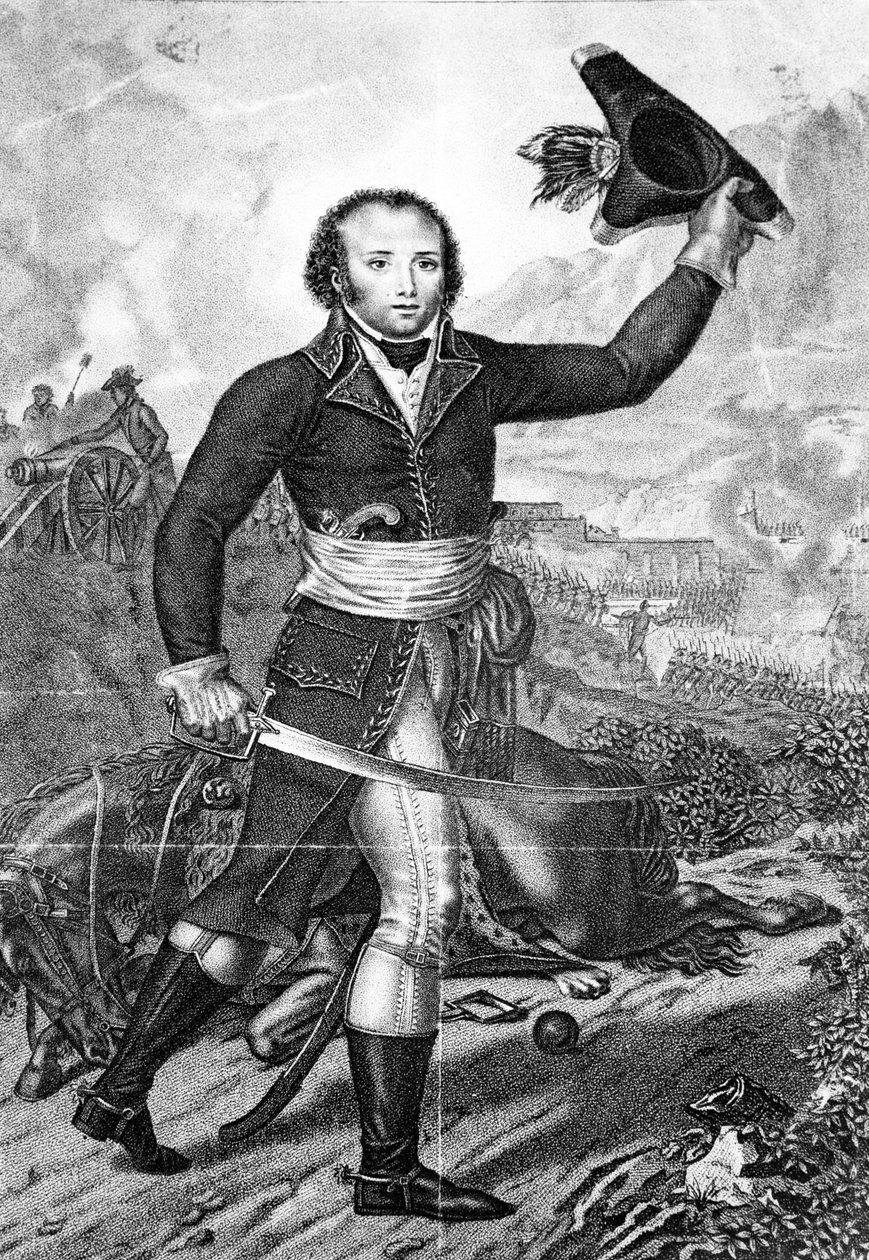 Kenraali Alexandre Dumas Ranskan republikaanien univormussa taistelukentällä, n. 1797 tekijältä French School