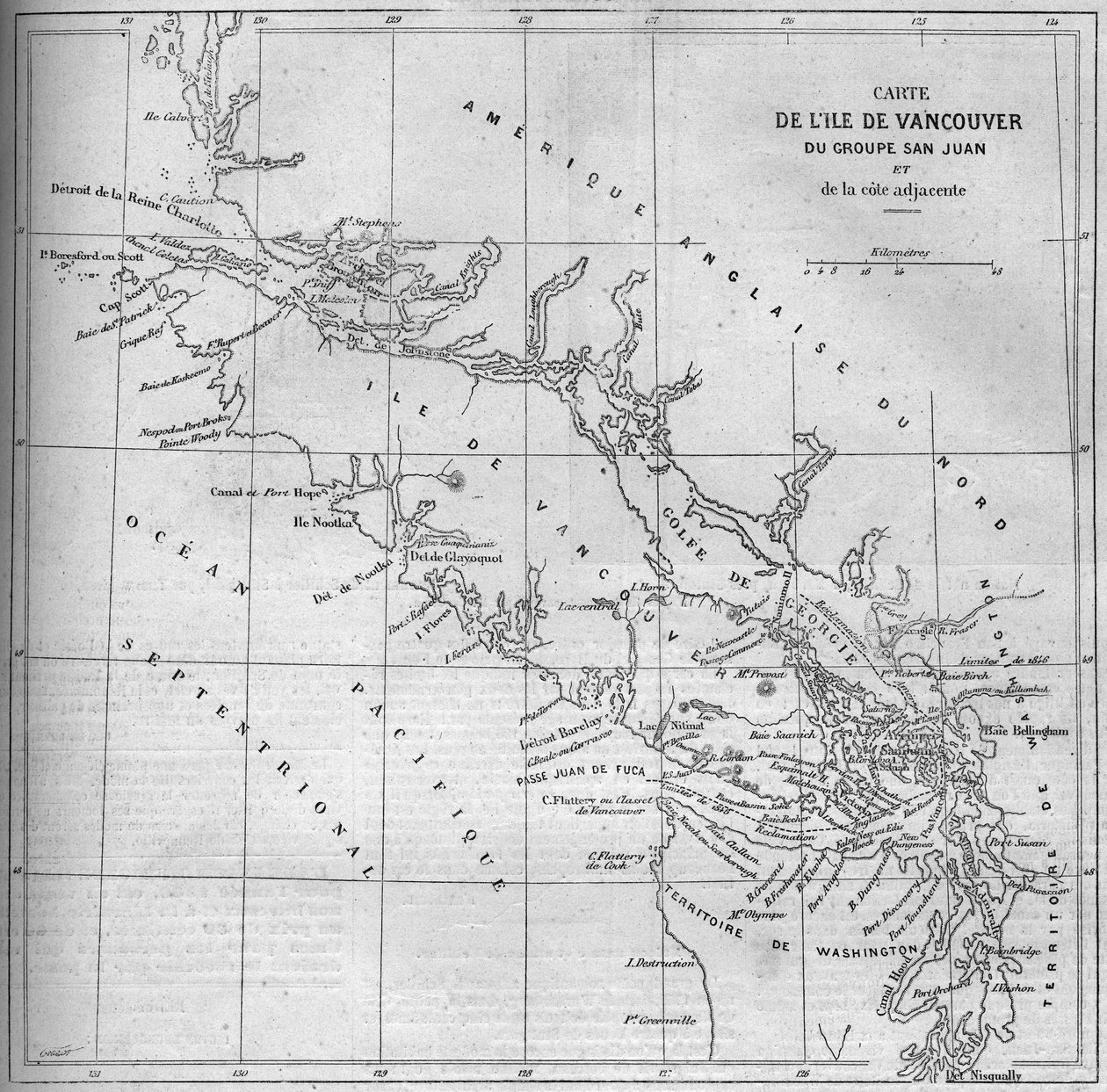 Vancouver Islandin maantieteellinen kartta tekijältä French School