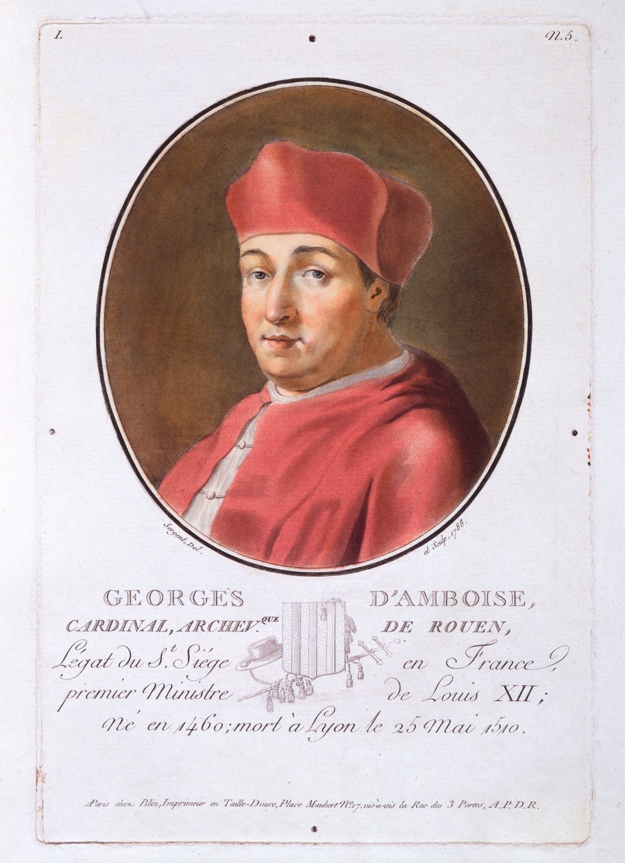 Georges dAmoise, teoksesta Muotokuvia suurista miehistä, maineikkaista naisista ja ikimuistoisista Ranskan kohteista, julkaistu 1787-92 tekijältä French School