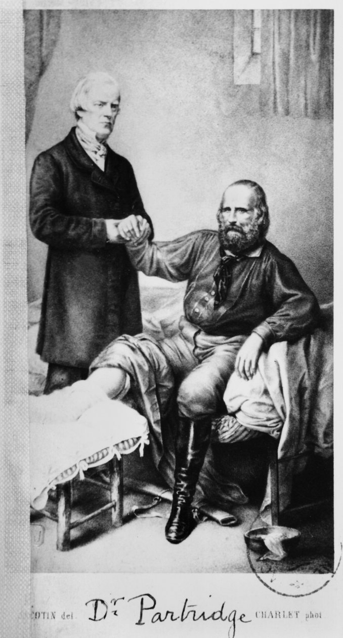 Giuseppe Garibaldi (1807-82) tohtori Partridgen kanssa, n. 1862 tekijältä French School