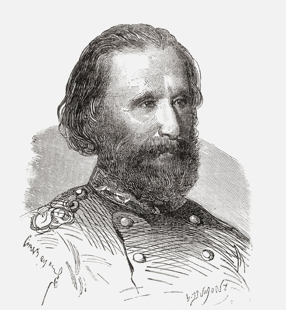 Giuseppe Garibaldi, julkaisusta "Societes Secretes, les Francs Macons", julkaistu n.1867 (kaiverrus) tekijältä French School