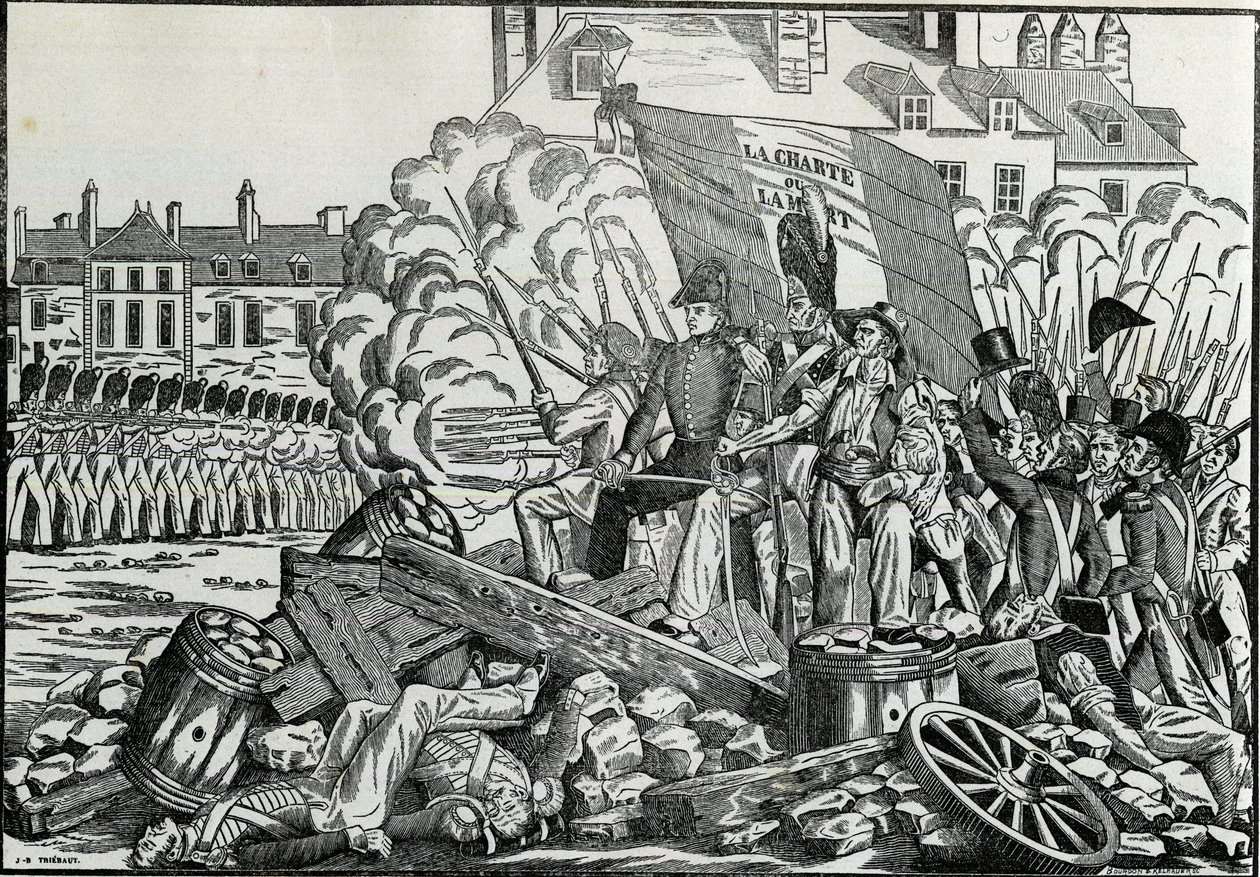 Heinäkuun 1830 upeat ja ikimuistoiset taistelut Pariisin kaupungintalon alueella - Revolution de 1830 - Taistelut heinäkuun 1830 päivinä Pariisissa. tekijältä French School