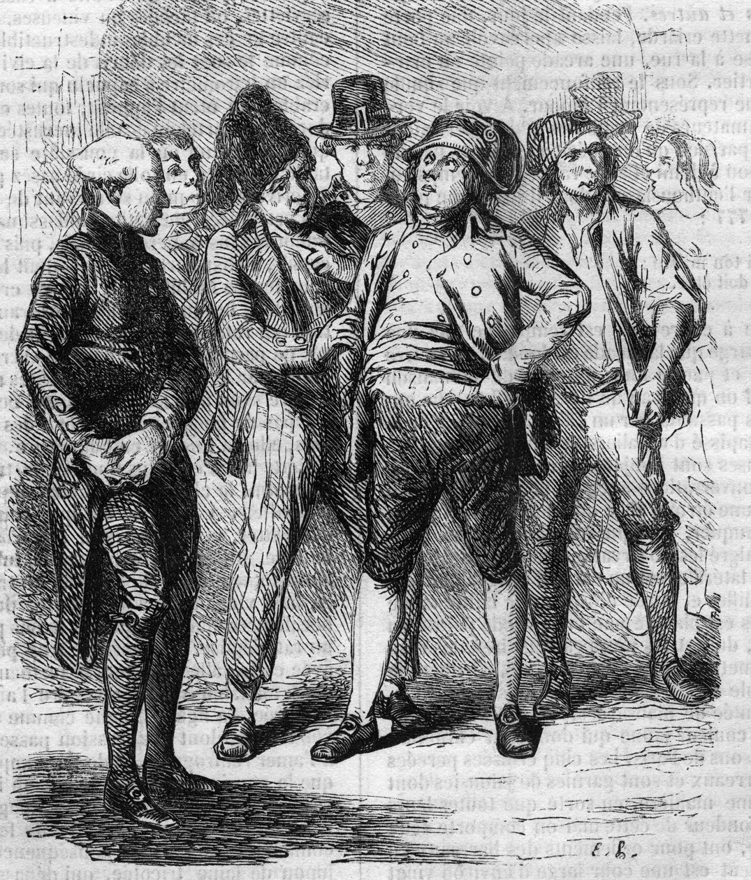 Goriot oli osastonsa puheenjohtaja vallankumouksen aikana. Kaiverrus 1800-luvun puolivälissä. Kuvitus Honore de Balzacin (1799-1850) "Isä Goriot" -sarjaan. tekijältä French School