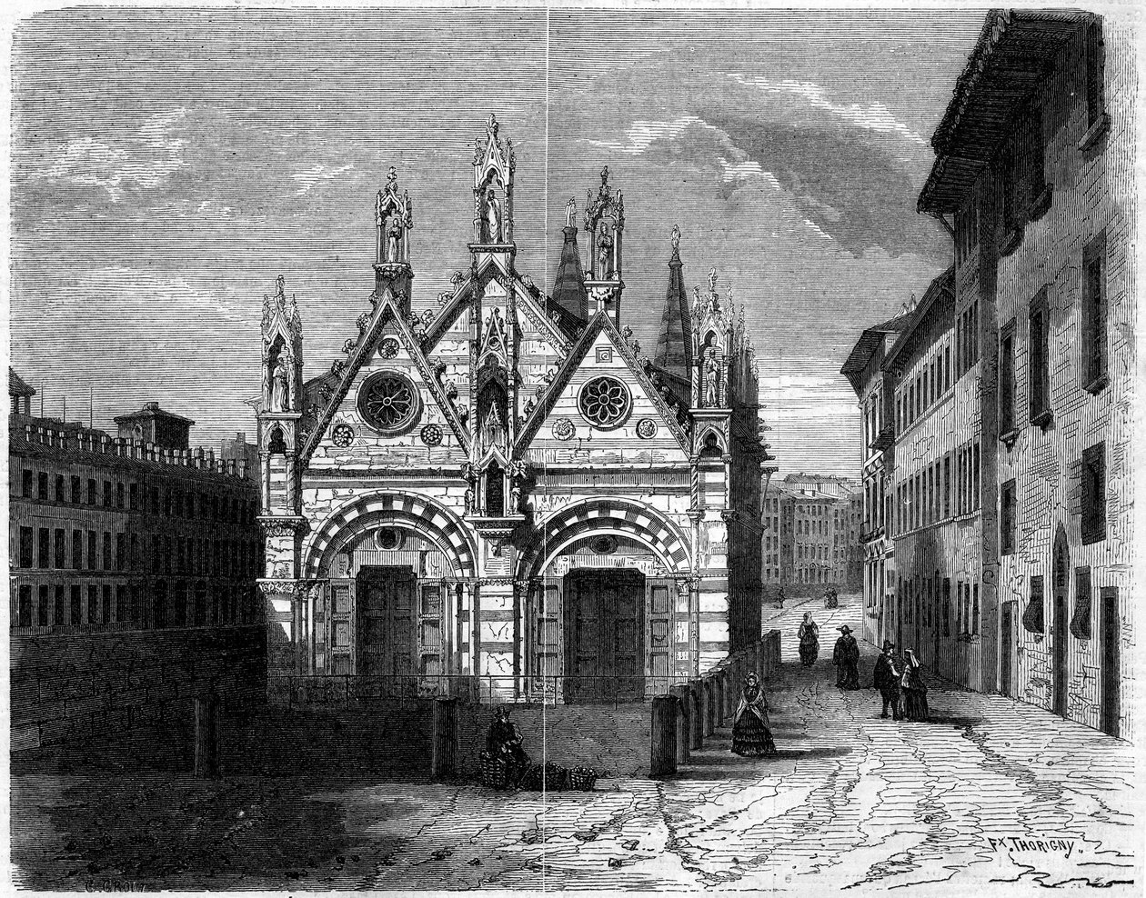 Goottilainen arkkitehtuuri: ulkonäkymä Santa Maria della Spinan kirkolle (1200-1300-luku) Pisassa (Pisa), Italia tekijältä French School