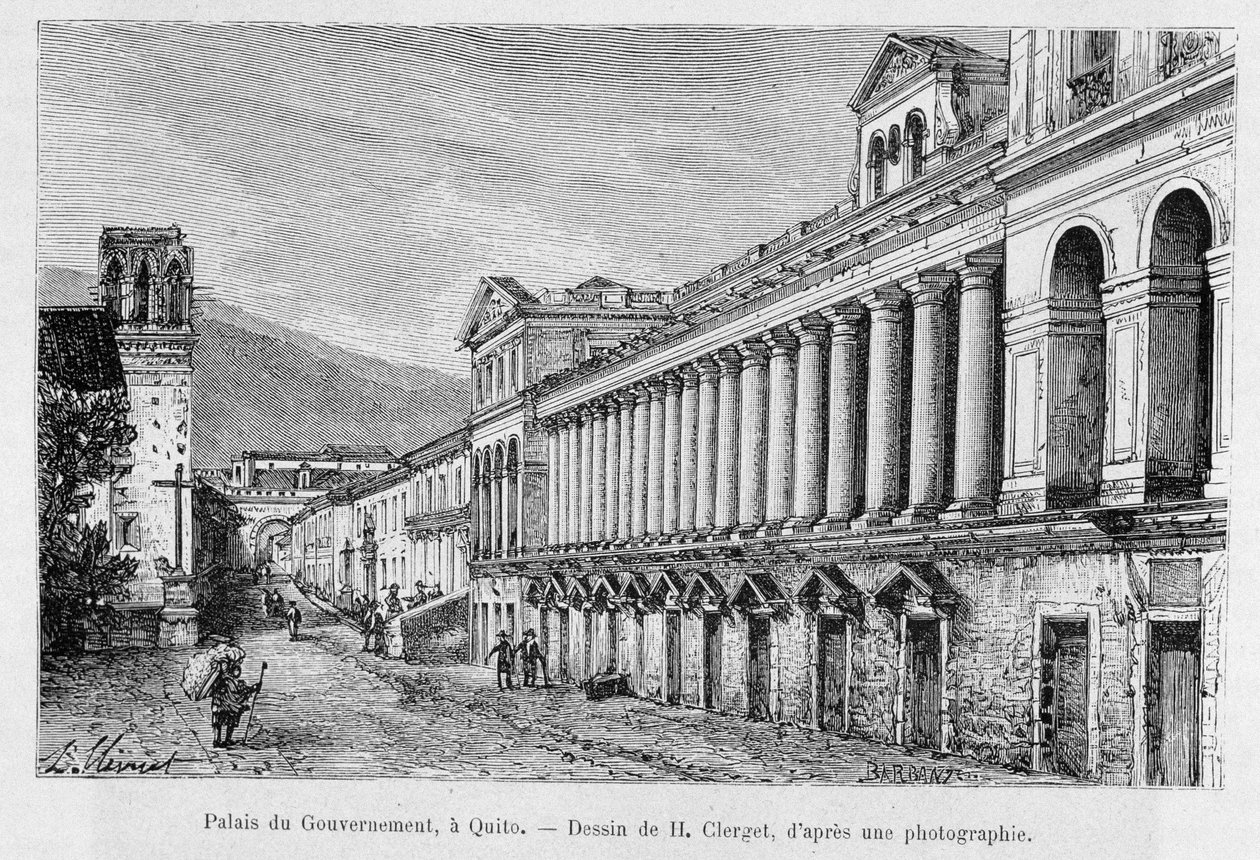 Hallituksen palatsi Quitossa, Ecuadorissa - "" Maailman ympäri"" 2. sem. 1883. tekijältä French School