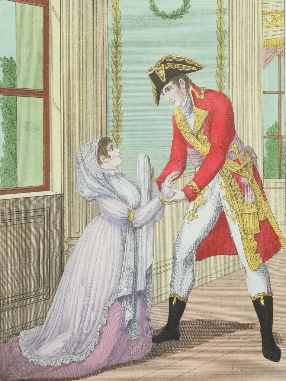 Napoleonin armon madame de Polignacille hänen aviomiehelleen Armand Polignacille, 1804 tekijältä French School