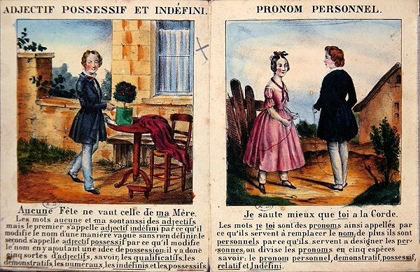 Lasten kielioppikirja. n.1850 (värilitografia). tekijältä French School
