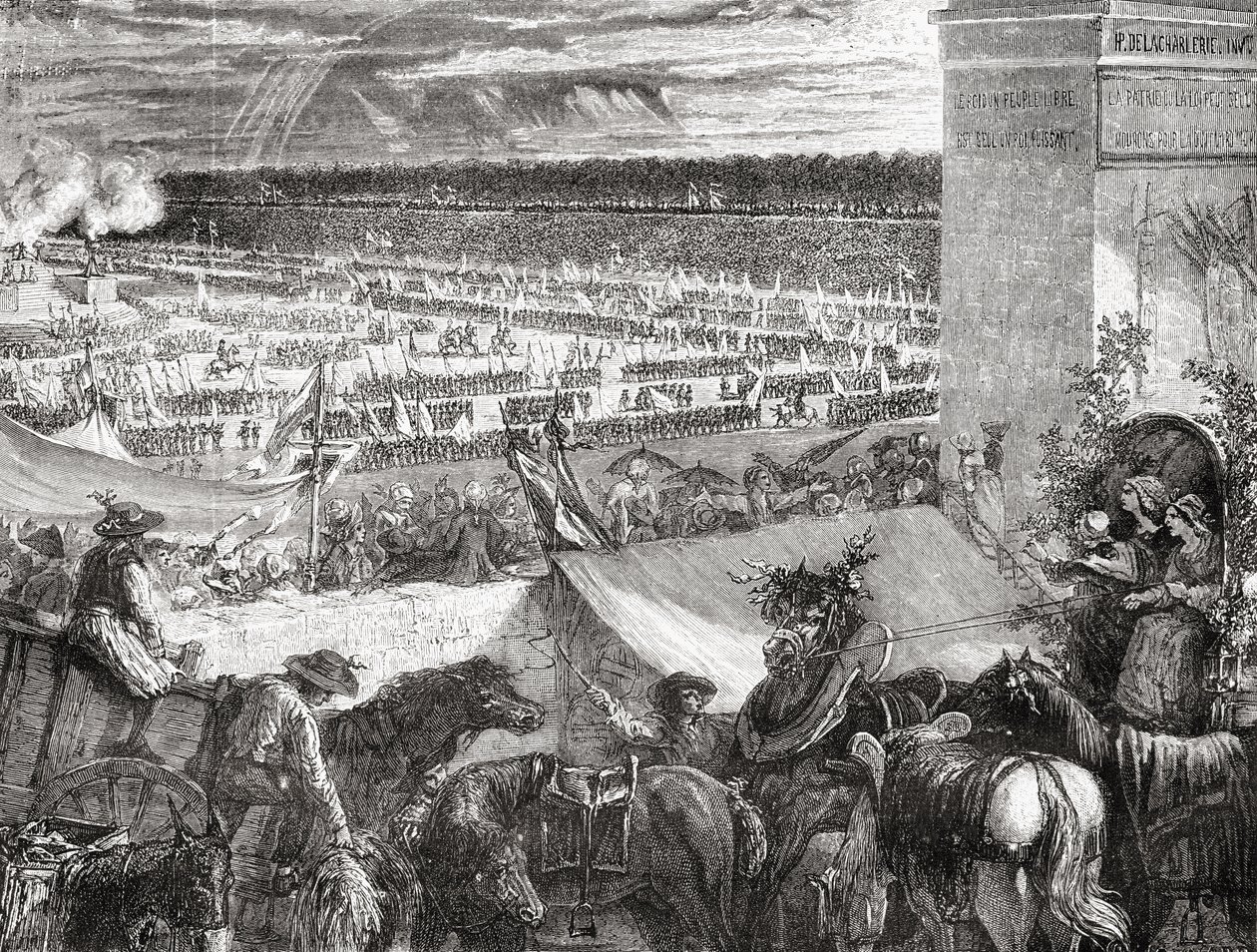 Grande Federation, 14. heinäkuuta 1790, Louis Blancin (1811-82) teoksesta "Histoire de la Revolution Francaise" tekijältä French School