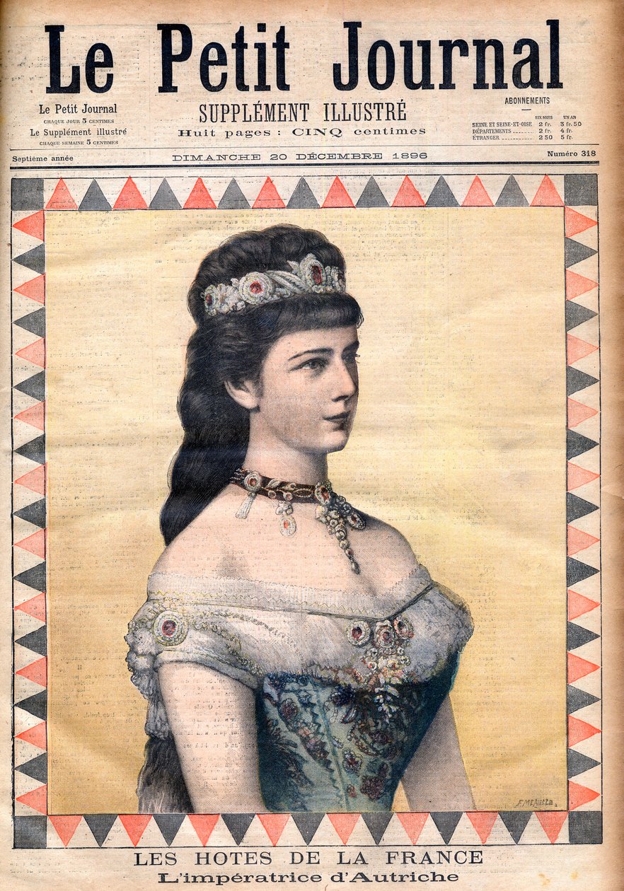 Ranskan vieraat: keisarinna Elisabeth (Sissi), itävaltalaisen Francis Joseph I:n puoliso "Le Petit Journalissa" 20. joulukuuta 1896 (kaiverrus) tekijältä French School