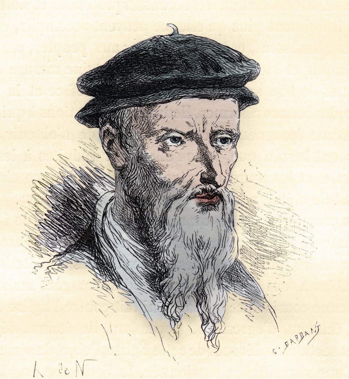 Guillaume Farel - William Farel - 1489-1565 - kaiverrus kirjasta "" Ranskan historia kerrottiin lapsenlapsilleni"" - kirjoittanut Francois Guizot - 1872-1876 tekijältä French School