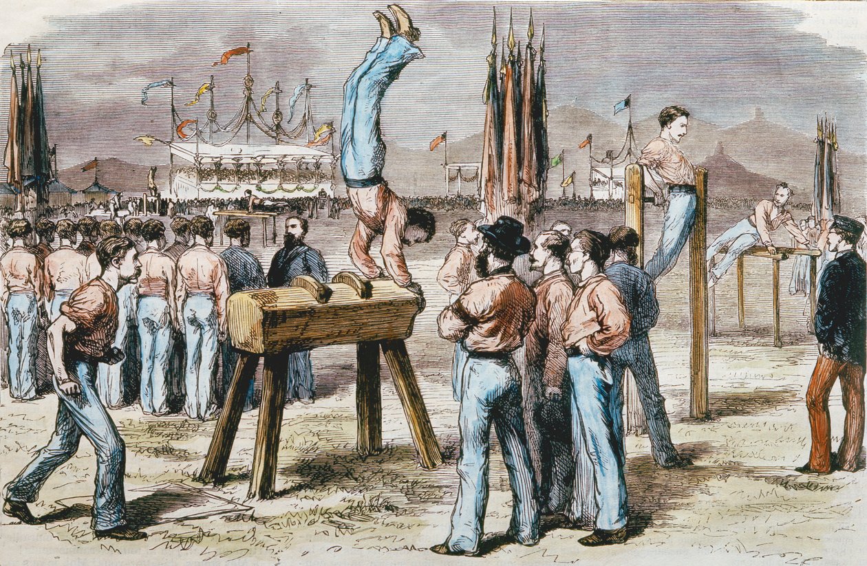Voimistelukilpailu, 1876 (värikaiverrus) tekijältä French School