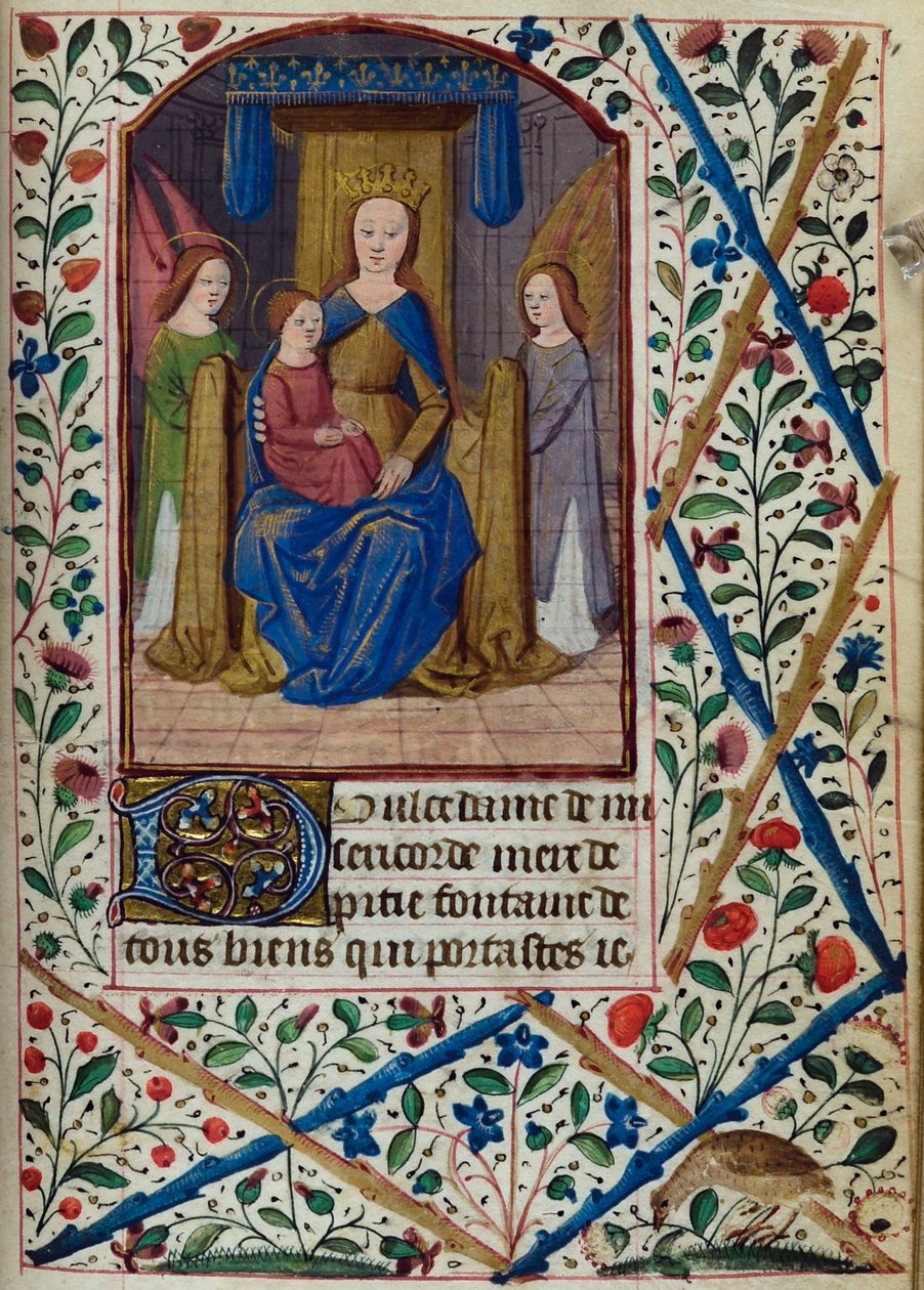 H/L-3-3 fol. 148r Neitsyt ja lapsi, kirjasta Tuntikirja, Pariisin käyttö, 1400-luvun puoliväli tekijältä French School