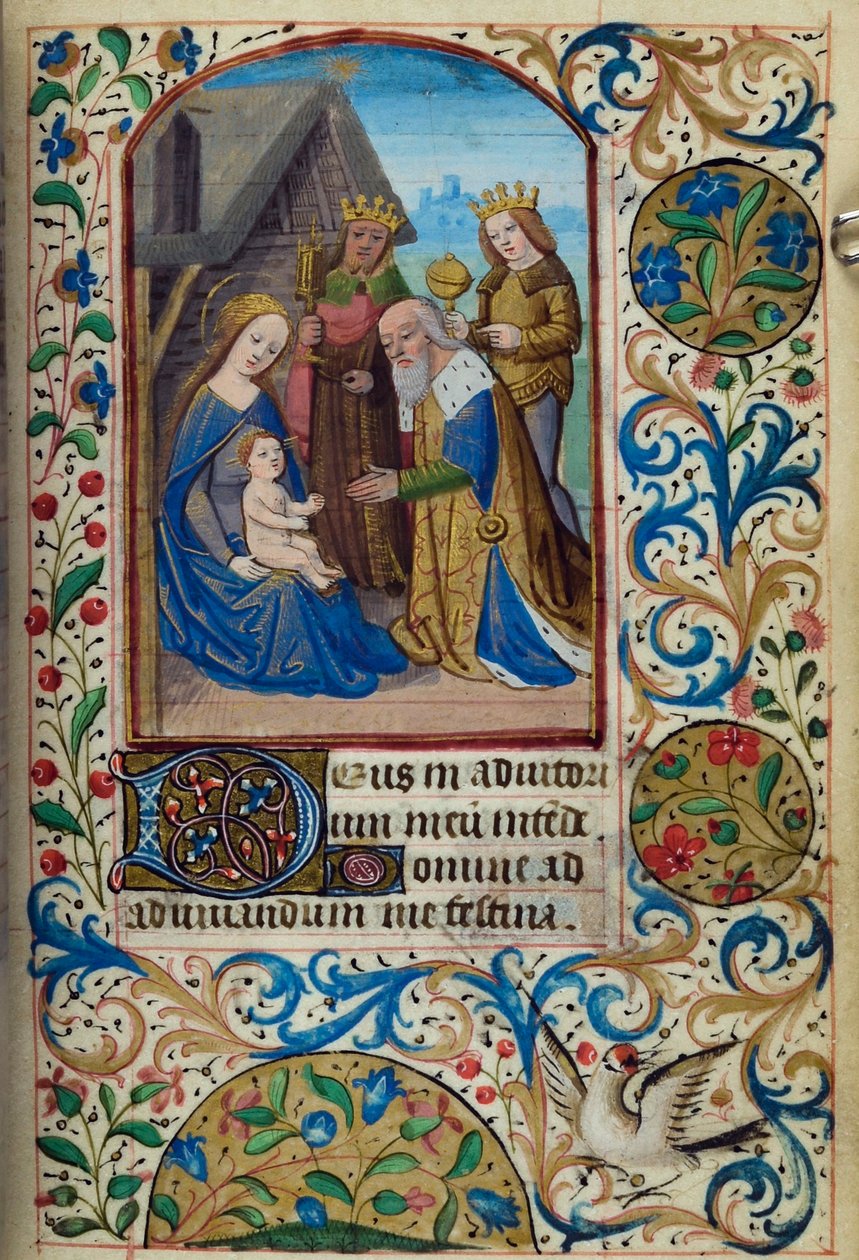 H/L-3-3 fol. 66r Adoration of the Magi, kirjasta Tuntikirja, Pariisin käyttö, 1400-luvun puoliväli tekijältä French School