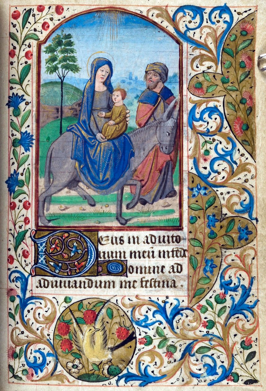 H/L-3-3 fol. 74r lento Egyptiin, kirjasta Tuntikirja, Parisin käyttö, 1400-luvun puoliväli tekijältä French School
