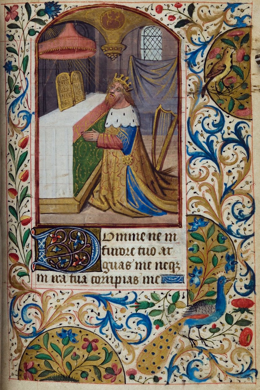 H/L-3-3 fol. 85r King David, kirjasta Tuntikirja, Parisin käyttö, 1400-luvun puoliväli tekijältä French School