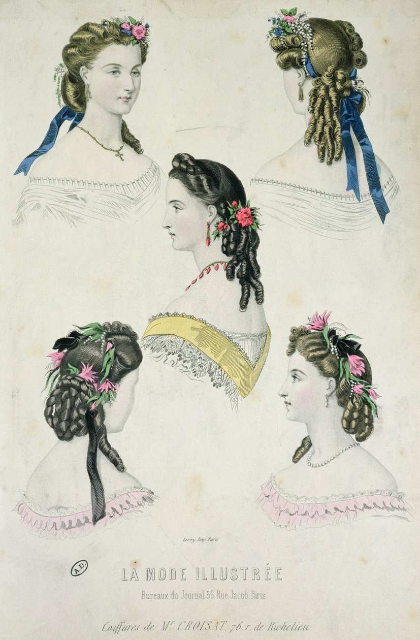 Monsieur Croisatin hiustyylit, La Mode Illustrée, 1865 tekijältä French School