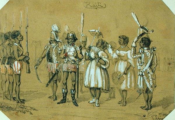 Haiti, n. 1840 (kynä ja akvarelli paperille) tekijältä French School