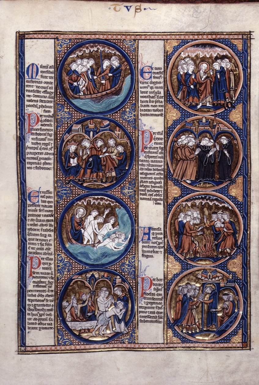 Harley 1527, f.91 St. Paulin haaksirikko (vellum) tekijältä French School