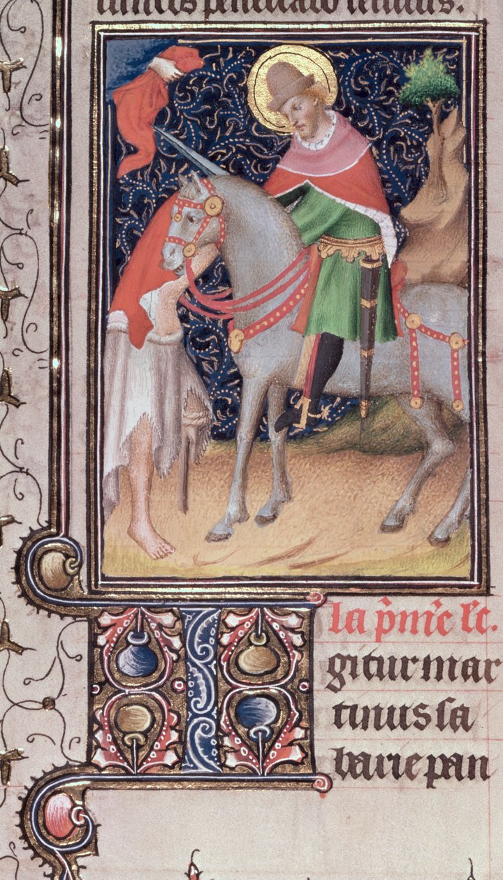 Harley 2897, f.435: St. Martin of Tours, Limbourg Brothers -piirin tuottama, valaistu Pariisissa (vellum) tekijältä French School