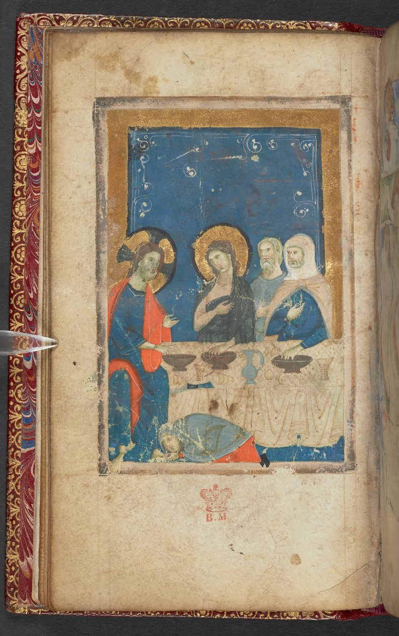 Harley 2928, f.16v, ateria Simon fariseuksen talossa (vellum) tekijältä French School