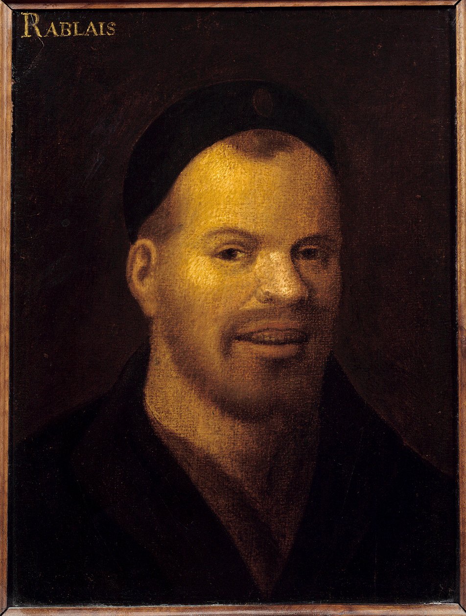 Fantasiapäällikkö tunnistettiin kerran Francois Rabelaisiksi (1494-1553). Ranskalaisen koulun maalaus. 16. vuosisata. Himmeä. 0,32x0,22 m. Versailles. Musee Du Chateau de Versailles et du Trianon - Upea pää, joka tunnettiin aiemmin nimellä Francois Rabelai tekijältä French School