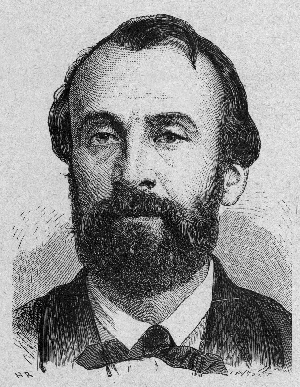 Henri Giffard (1825-1882) ranskalainen höyryaerostaatin keksijä, kaiverrus tekijältä French School