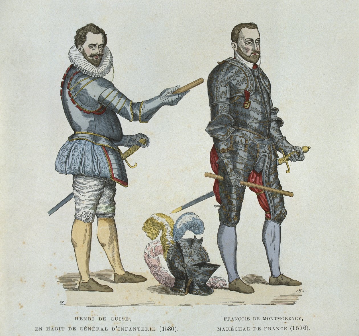 Henri of Guise (1549-88) ja Francois de Montmorency (1530-79), aikalaisesta kaiverruksesta tekijältä French School
