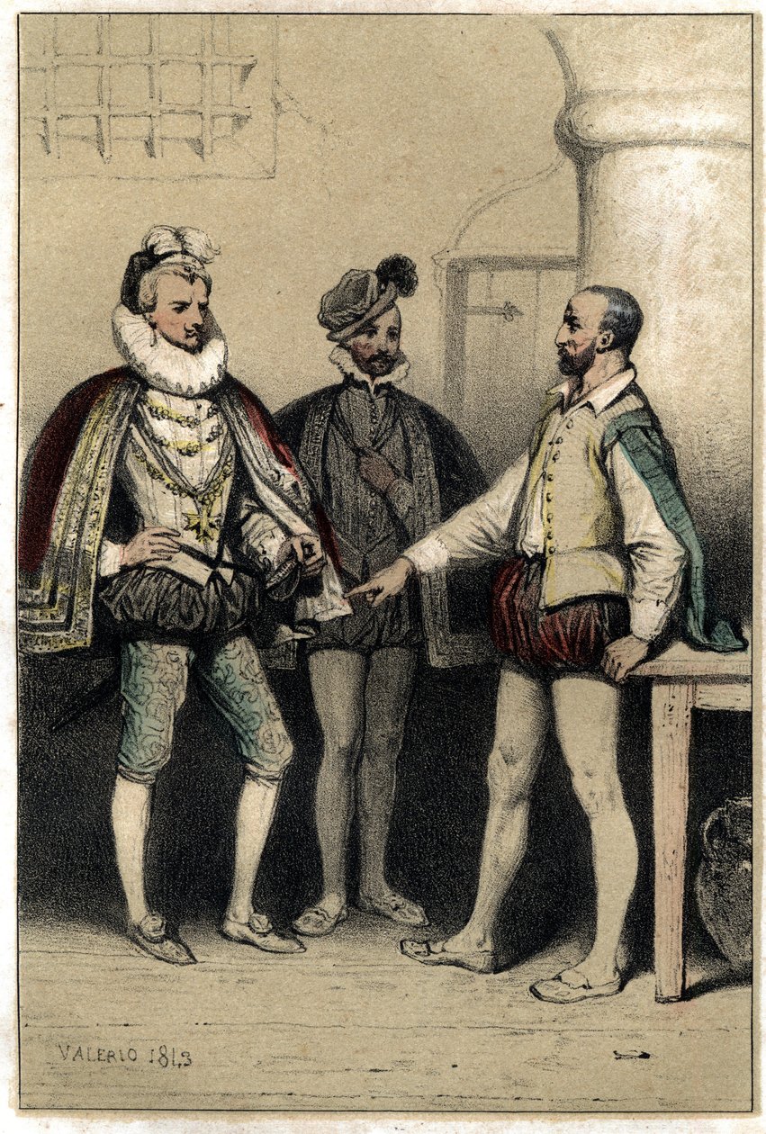 Henrik III (1551-1589), Ranskan kuningas, vierailemassa Bernard Palissyn luona, keraamikko, vangittu Bastillessa. "" Scenes de la vie d