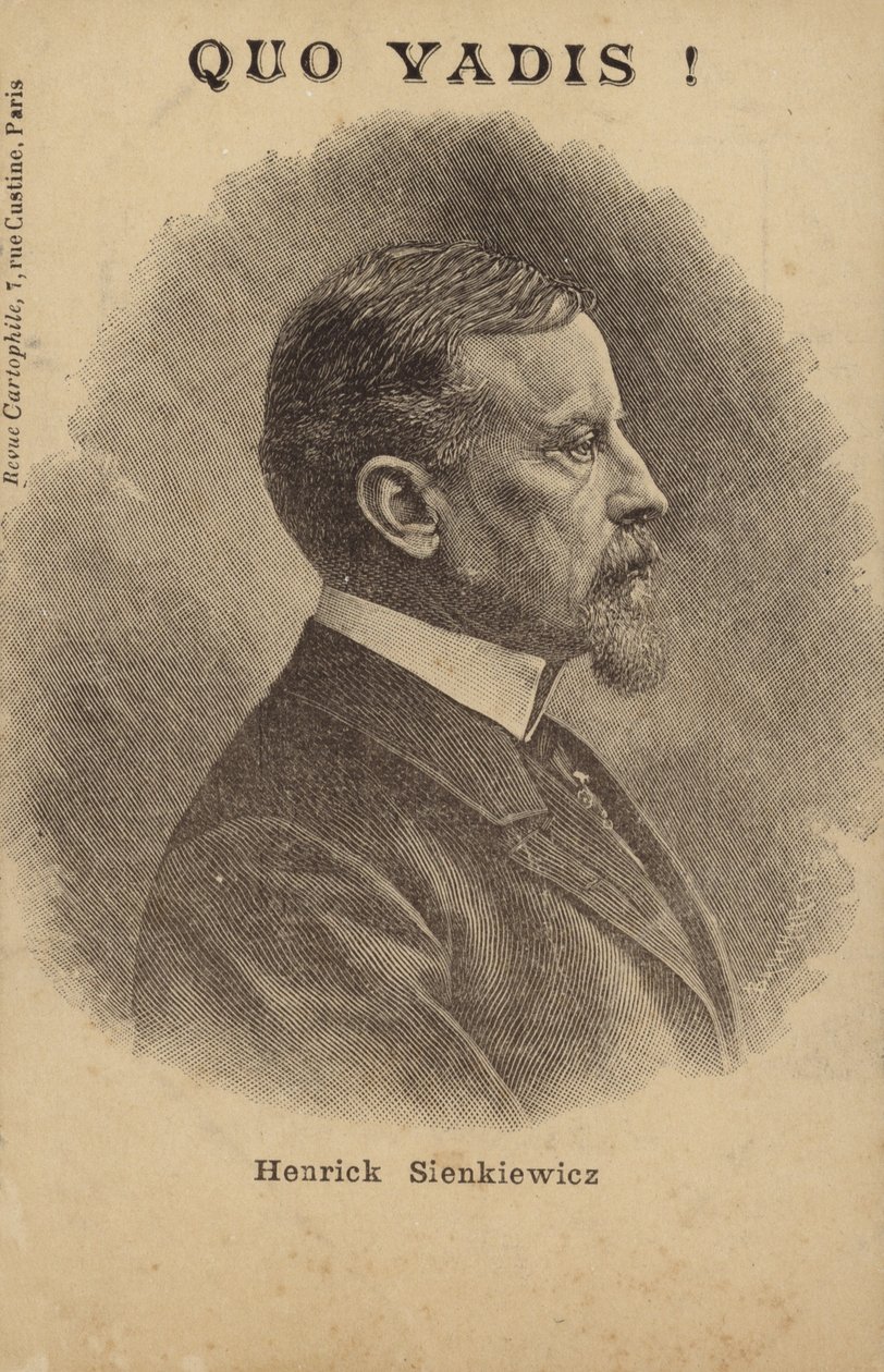 Henryk Sienkiewicz (1846-1916), puolalainen toimittaja ja romaanikirjailija (litografia). tekijältä French School
