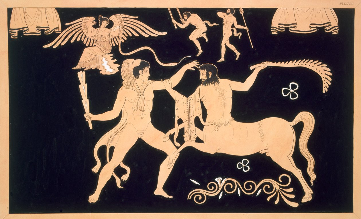 Hercules taistelussa kentauri Chironin kanssa, julkaistu 1808-1010 tekijältä French School