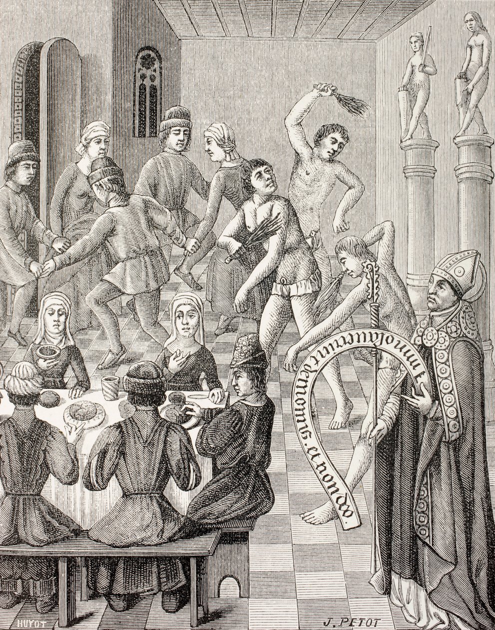 Flagellanttien harhaoppi, noin 1880 (litografia). tekijältä French School