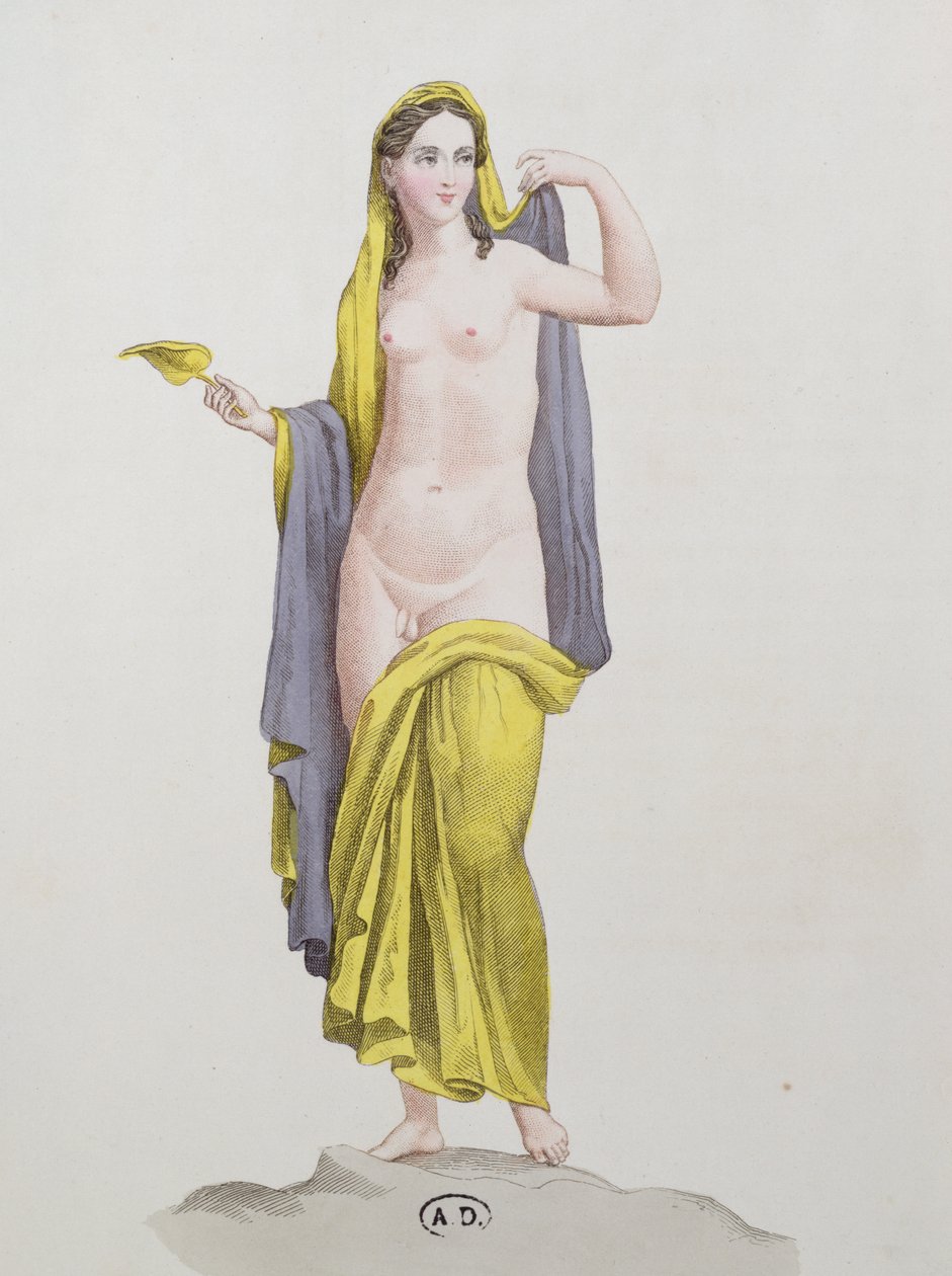 Hermafrodiitti, pompejilaisesta freskosta, n. 1800 tekijältä French School