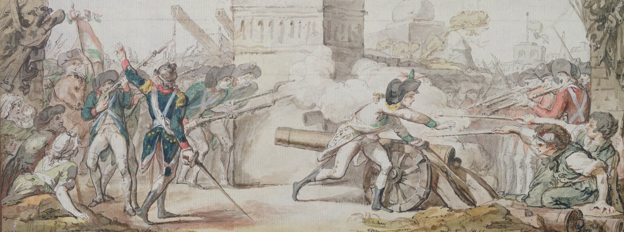 Desillesin sankarillinen kuolema hänen yrityksensä pysäyttää taistelu Nancyn kapinan aikana 31. elokuuta 1790 tekijältä French School