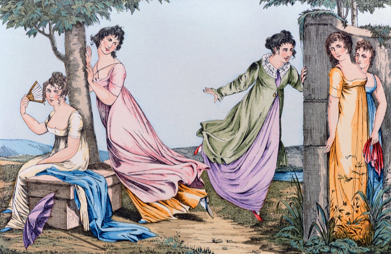 Piilosta, kuvitus Le Bon Genrestä, 1800-luvun alku tekijältä French School
