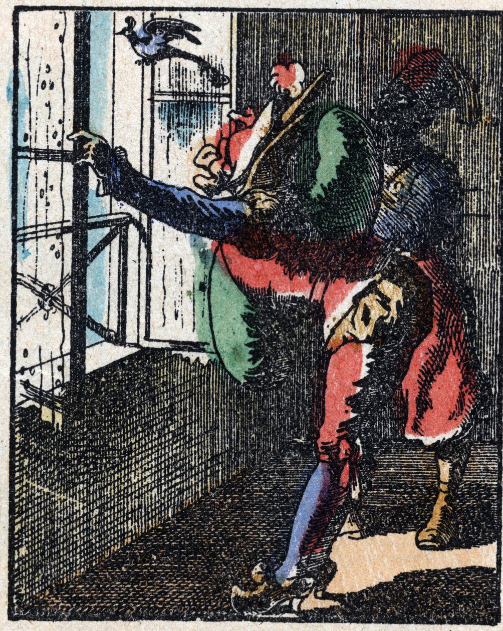 Tri Pulcinellan (Polichinelle) historia. Puukaiverrus Imaging Pellerin - Epinal, sd. 1800-luvun loppu. tekijältä French School