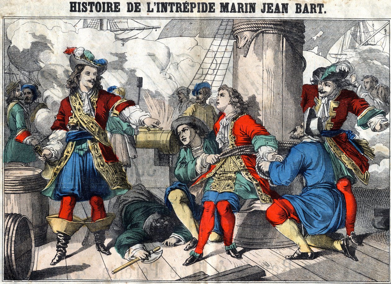 Pelottoman merimiehen Jean Bartin historia Jean Bartin (1650 - 1702), ranskalaisen yksityismiehen. Epinaalikuvaus 1800-luvun lopulta. tekijältä French School