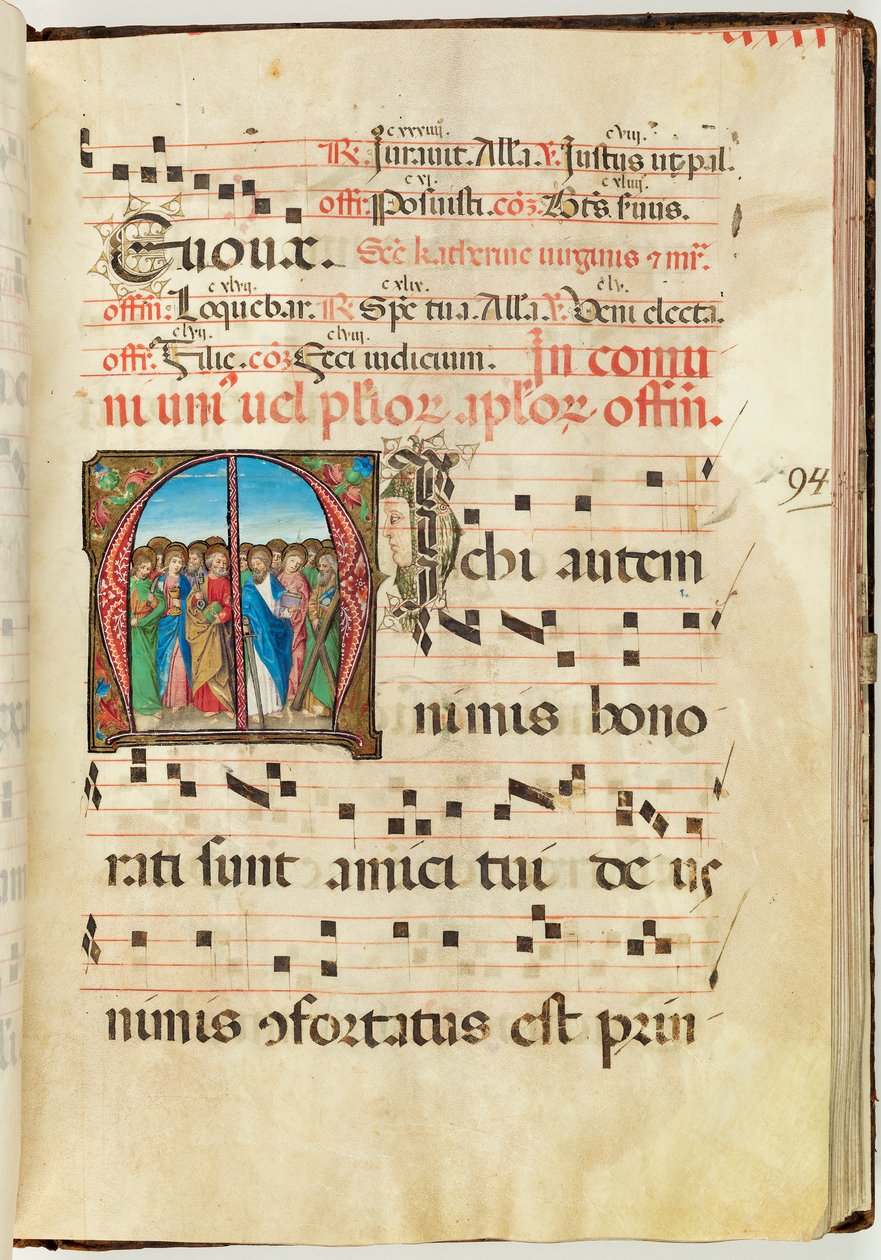 Pyhät apostolit, asteittainen, f.94 (muste, tempera ja kultalehti pergamentilla) tekijältä French School