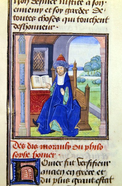 Homeros, Histoire des Philosophes, 1400-luvun loppu (vellum) tekijältä French School