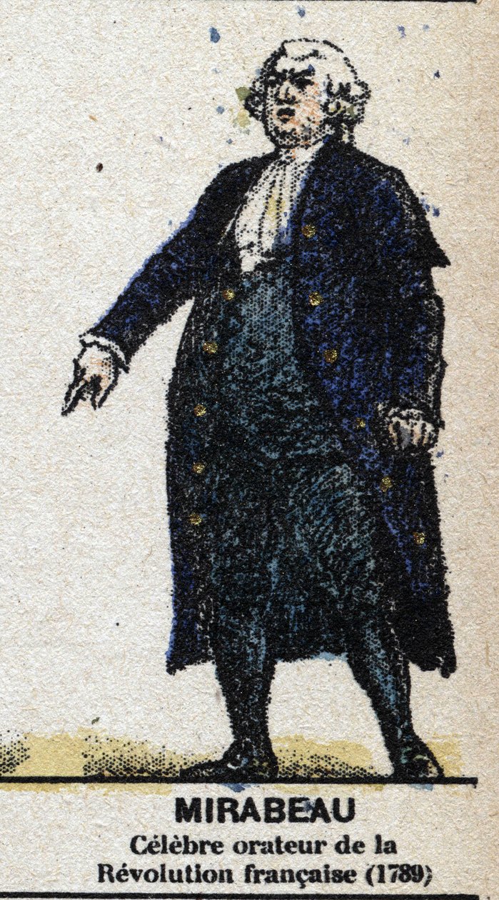 Honore Gabriel (Honore-Gabriel) Riqueti, Mirabeaun kreivi (1749-1791), ranskalainen poliitikko. Teoksessa ”” Galeriede Ranskan kuninkaat ja kuningattaret ja maineikkaat hahmot vuosina 1643–1895”” Kuva epinalista. tekijältä French School