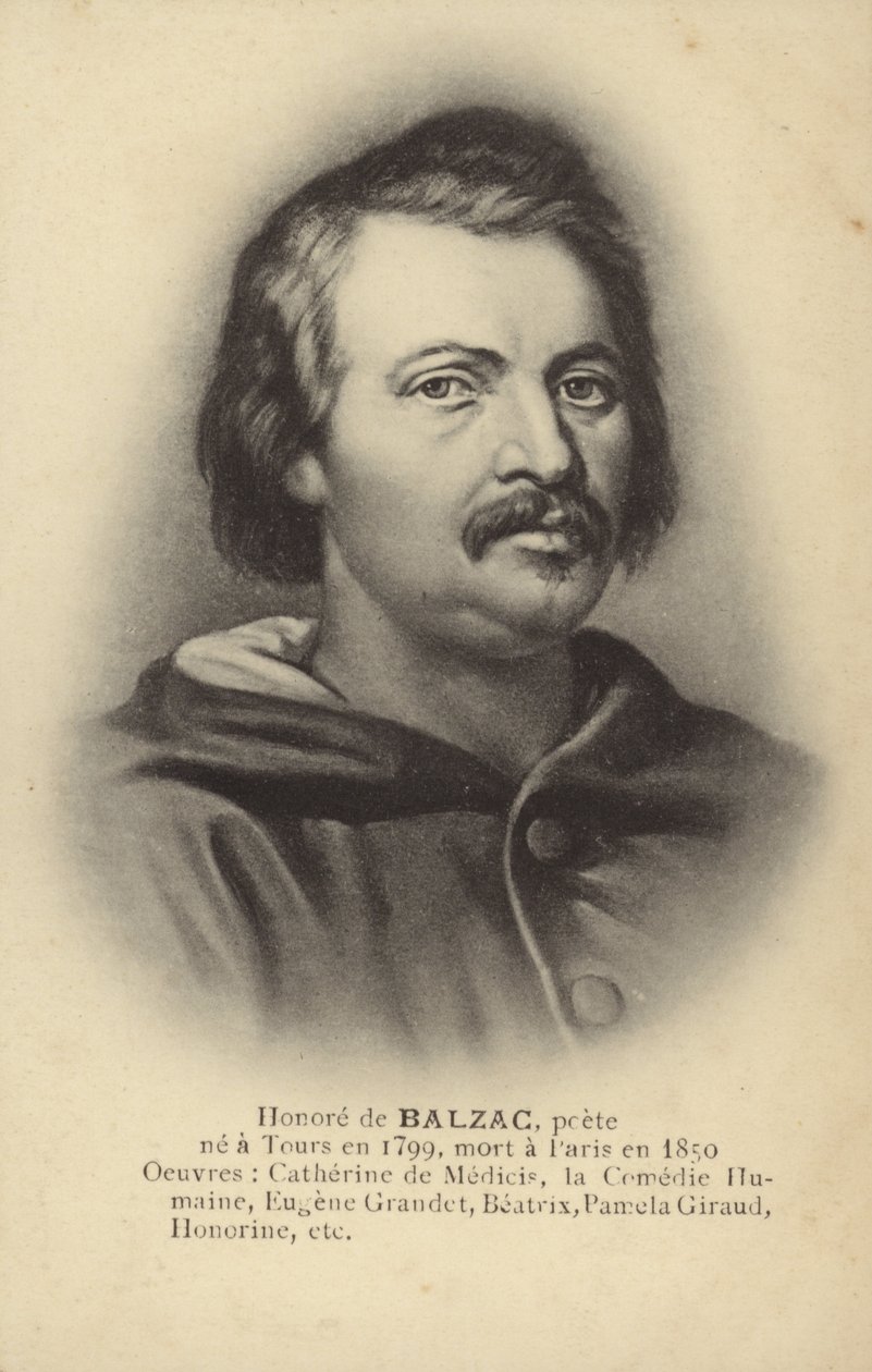 Honore de Balzac (1799-1850), ranskalainen romaanikirjailija ja näytelmäkirjailija (litografia). tekijältä French School