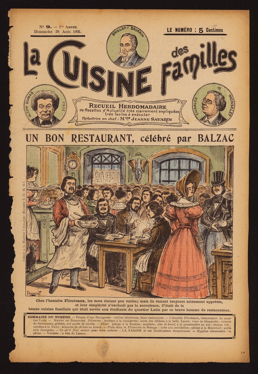 Honore de Balzac syömässä ravintola Flicoteaux