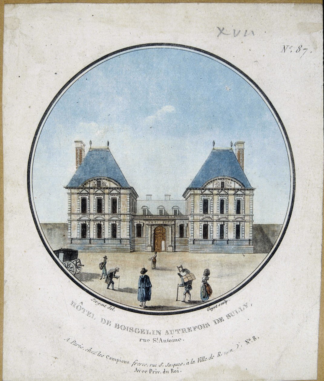 Hotel de Boisgelin, entinen Sullyn hotelli - kaiverruskaiverrus tekijältä French School