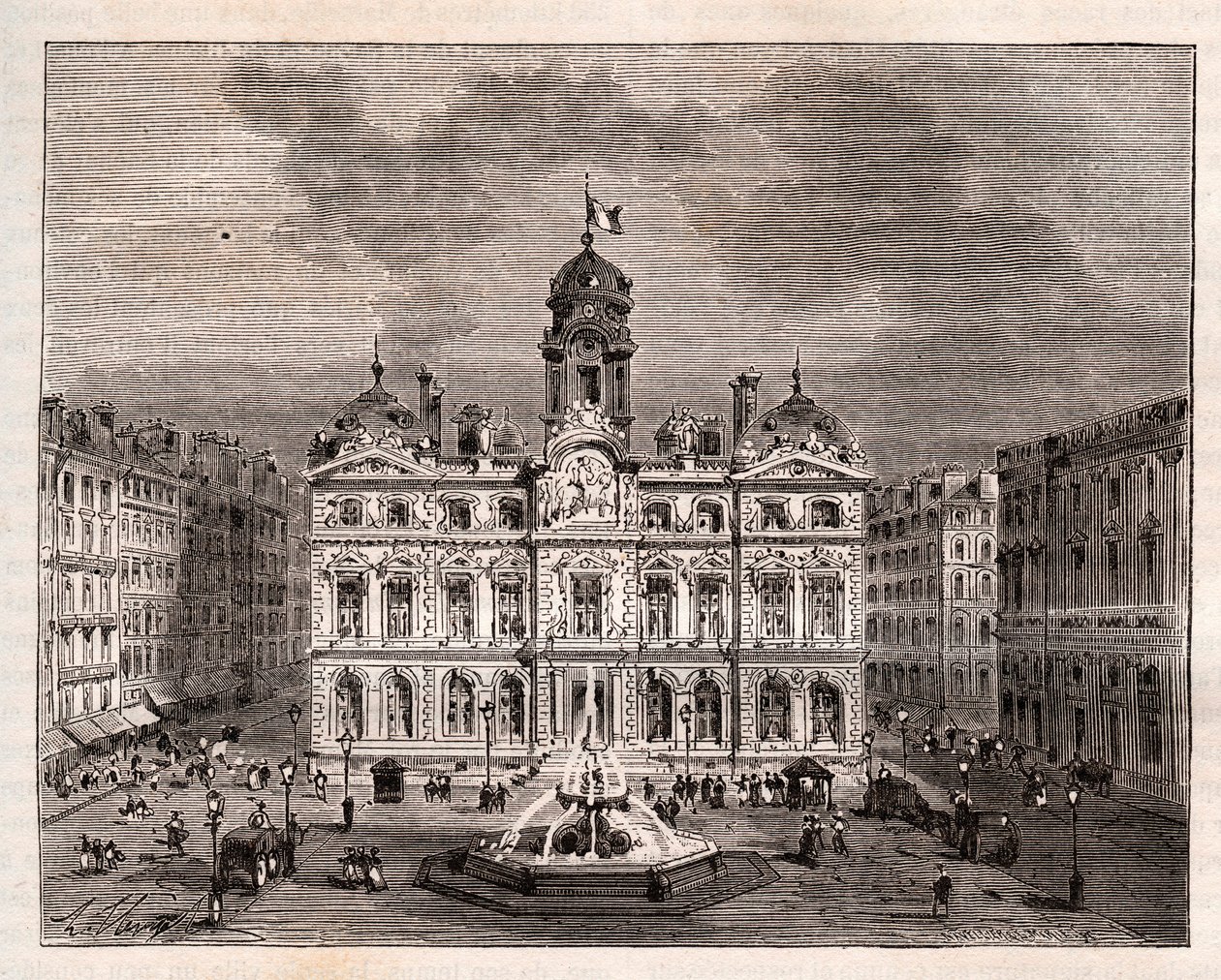 Hotel de Ville de Lyon - - kaiverrus "" La France illustree: maantiede, historia, tilastohallinto"" V.A. Maltaanruskea. 1884 tekijältä French School